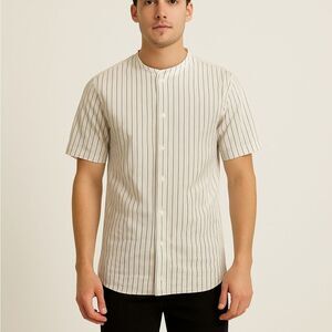 ASOS Men Baseball Striped Button Down Shirt